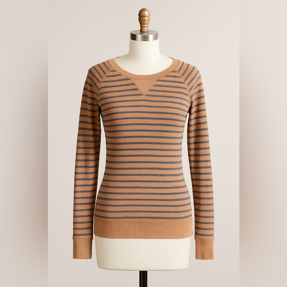 Splendid Tan and Gray Striped Long Sleeve Shirt